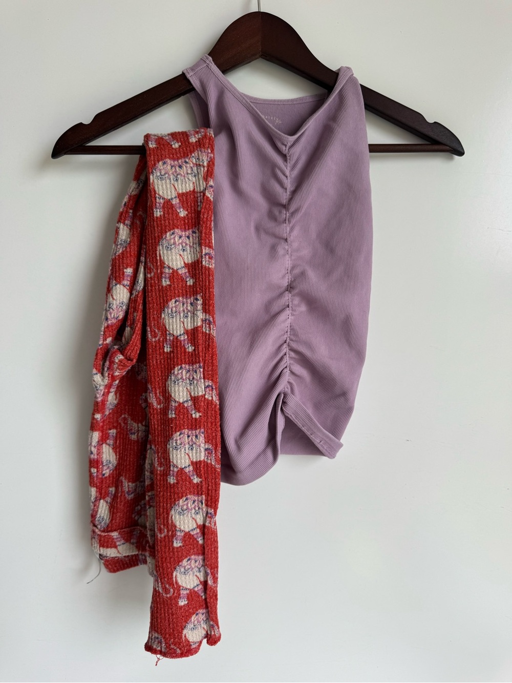 Intimately Free People Set XS S Boho Top and Pant Purple Ruched Elephant Knit
